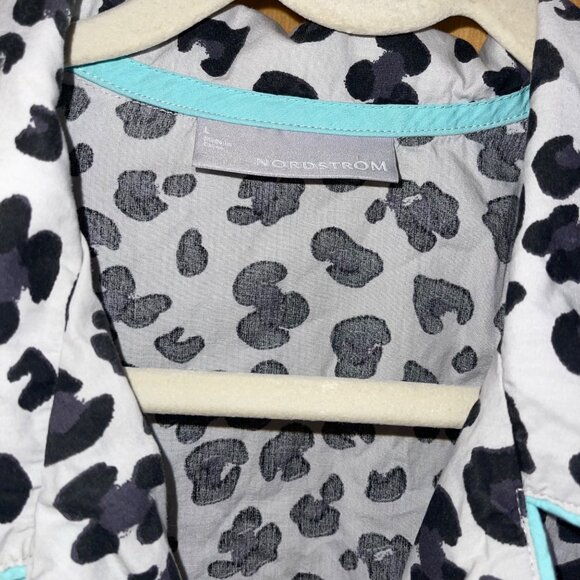 Nordstrom Womens Pajama Set Size Large Gray Animal Print Casual Pure Cotton - Picture 3 of 7